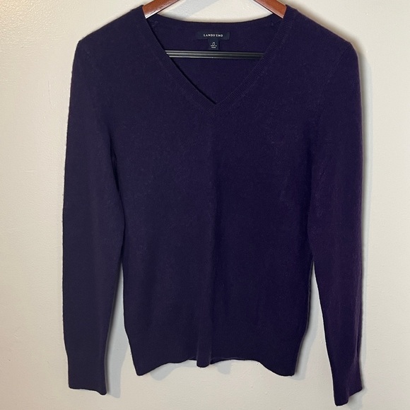 Lands' End Sweaters - Lands' End 100% Cashmere Purple Classic V-Neck Quiet Luxury Preppy Sweater Sz XS